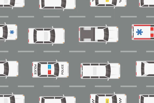 白色汽车的顶部视图无缝模式 — 图库矢量图片
