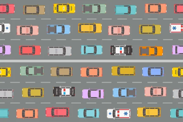 Autopista Atasco Tráfico Vista Superior — Archivo Imágenes Vectoriales