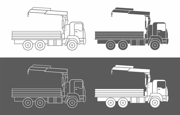 Icône Camion Grue Commerciale Isolé Sur Fond Blanc — Image vectorielle