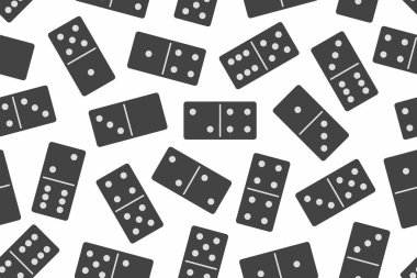 Beyaz arka planda siyah Seamless Modeli domino taşları. Masa oyunu