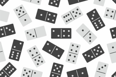 Beyaz arka planda siyah ve beyaz Seamless Modeli domino taşları. Masa oyunu