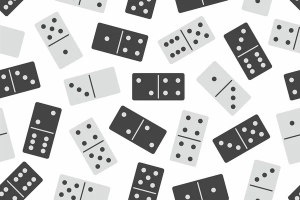 白色背景上黑白无缝图案的多米诺骨牌石 棋盘游戏 — 图库矢量图片