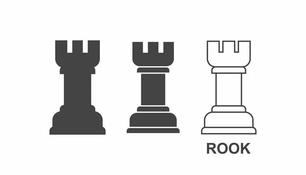 Eenvoudige Zwarte Toren Schaken Pictogram Geïsoleerd Witte Achtergrond — Stockvector