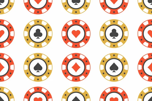 Casino Chips Seamless Pattern Top View — Stock Vector