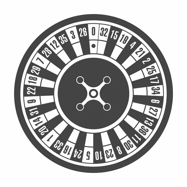 European Roulette Wheel Monochrome Black Top View — Stock Vector