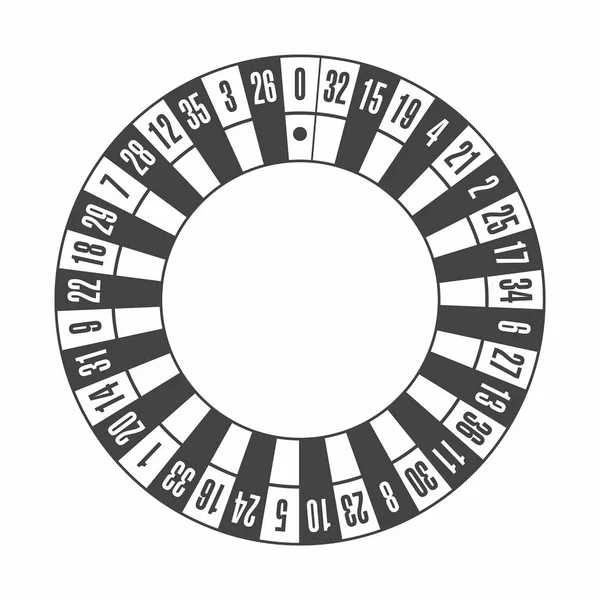 European Roulette Wheel Monochrome Black Top View — Stock Vector