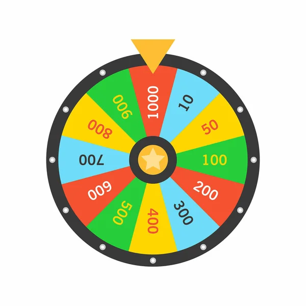 Roue Colorée Chance Loterie Fortune Isolé Sur Fond Blanc — Image vectorielle