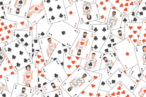 Seamless Pattern Playing Cards Randomly Placed — Stock Vector