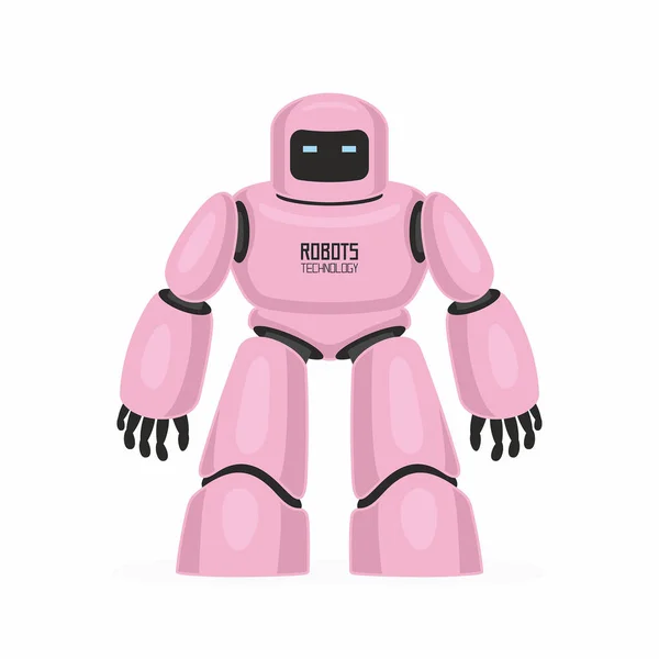 Roze Robot Geïsoleerd Witte Achtergrond — Stockvector