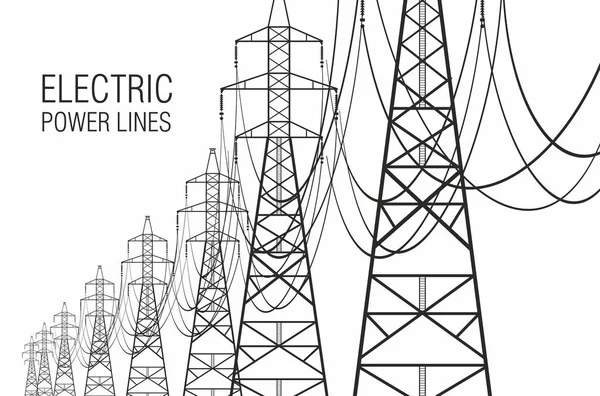 Energii Elektrycznej Linie Białym Tle — Wektor stockowy