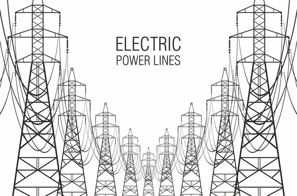 Energii Elektrycznej Linie Białym Tle — Wektor stockowy