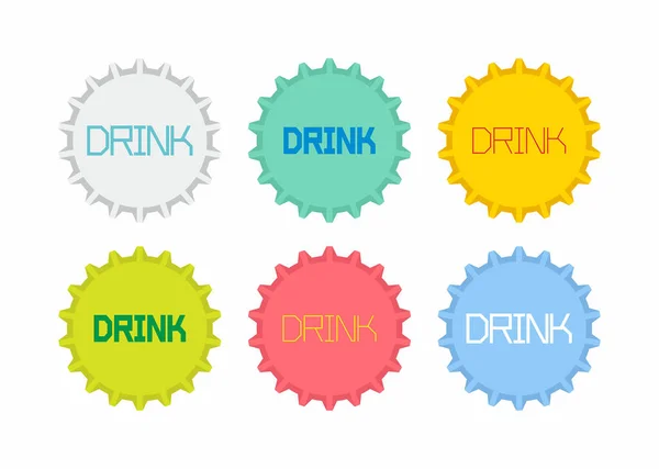 Colorful Bottle Caps White Background Top View — Stock Vector