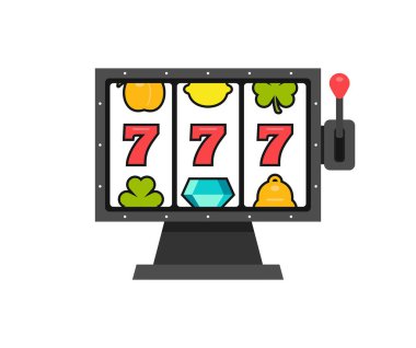 777 Slot Makinesi. Kumarhane Vegas oyunu. beyaz arkaplanda izole