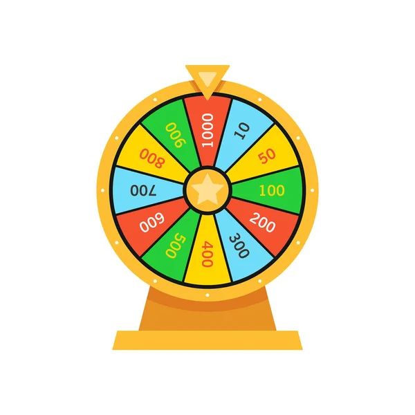 Wheel Fortune Lottery Luck Isolated White Background — Stock Vector