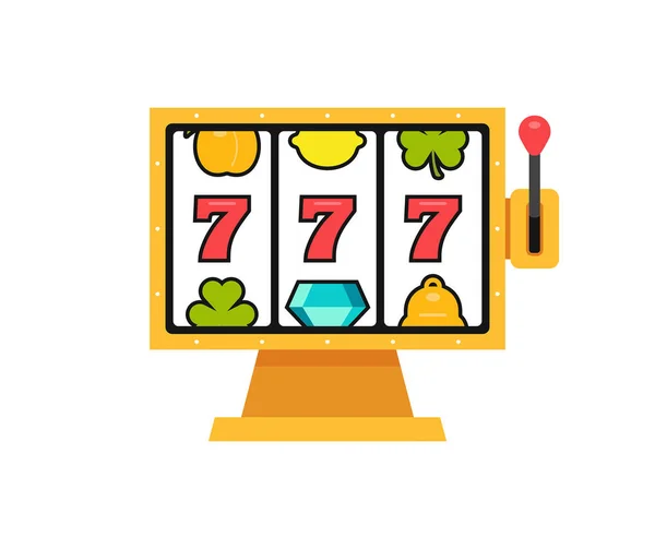 777 Slot Machine Casino Vegas Game Isolated White Background — Stock Vector