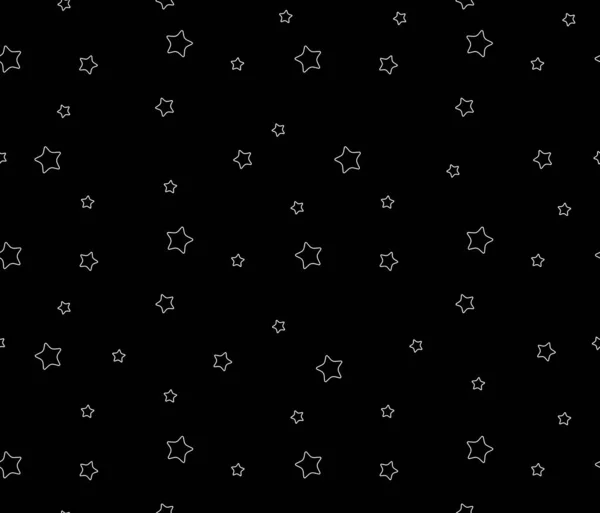 Nahtloses Muster Mit Sternen Isoliert Auf Schwarzem Hintergrund — Stockvektor