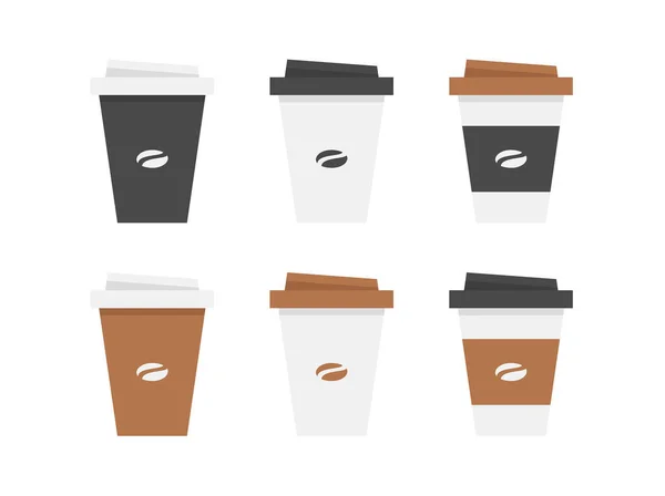 Πλαστική Κούπα Καφέ Απομονωμένο Λευκό Φόντο — Διανυσματικό Αρχείο