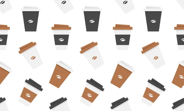 Padrão Sem Costura Com Copo Café Plástico Isolado Fundo Branco — Vetor de Stock