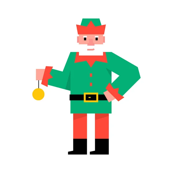 Christmas Elf Isolated White Background — Stock Vector