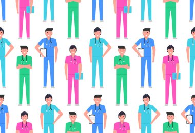 Grup doktorlarında kusursuz bir düzen var. beyaz arkaplanda izole