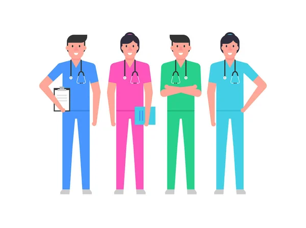 Médecins Groupe Médecins Prêts Illustration Concept Médical Isolé Sur Fond — Image vectorielle