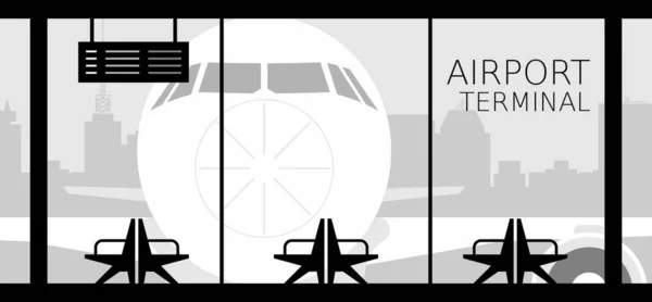 Luchthaventerminal Wachtkamer Het Vliegveld Vlak Ontwerp Geïsoleerd Witte Achtergrond — Stockvector