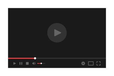 İnternet için video oynatıcı. Medya Oynatıcı Arayüzü. Oyuncu Mokup. Düz Biçim
