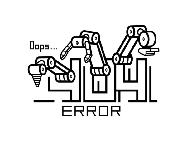 Página Error 404 Página Encontrada Error 404 Brazo Robot Concepto — Vector de stock