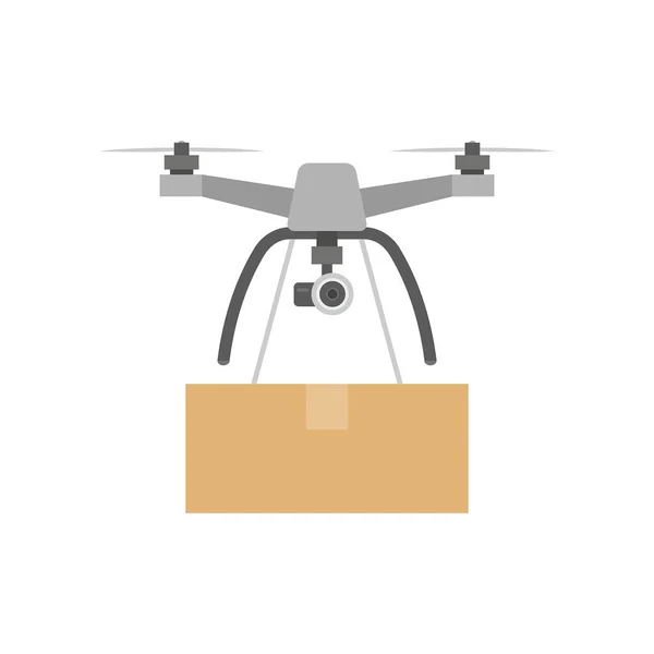Package Delivery Drone Express Delivery Air Service Flat Style Isolated — Stock Vector