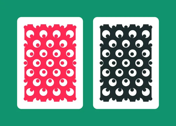 Playing Card Back Red Black Flat Style Isolated Green Background — Stock Vector