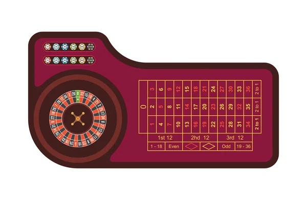 Casino Roulette Table Red Gambling Roulette Table Numbers Top View — Stock Vector