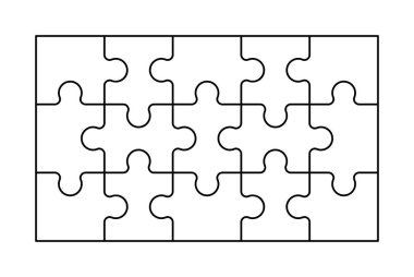 Siyah ve beyaz yapboz parçaları. Bulmaca Model 'i. Düz stil. beyaz arkaplanda izole