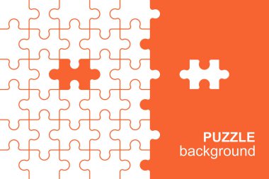 Turuncu arka planda bulmacanın beyaz detayları. Düz Biçim