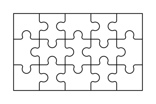 Set Van Zwart Wit Puzzelstukjes Een Puzzeltje Platte Stijl Geïsoleerd — Stockvector