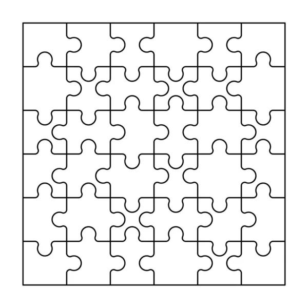 Set Pezzi Puzzle Bianco Nero Rompicapo Stile Piatto Isolato Sfondo — Vettoriale Stock