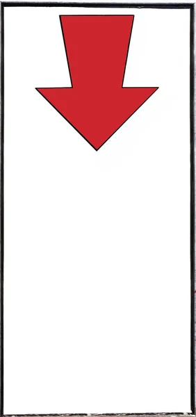 Röd pil som pekar nedåt — Stockfoto