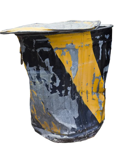 Lata de lixo preto e amarelo — Fotografia de Stock