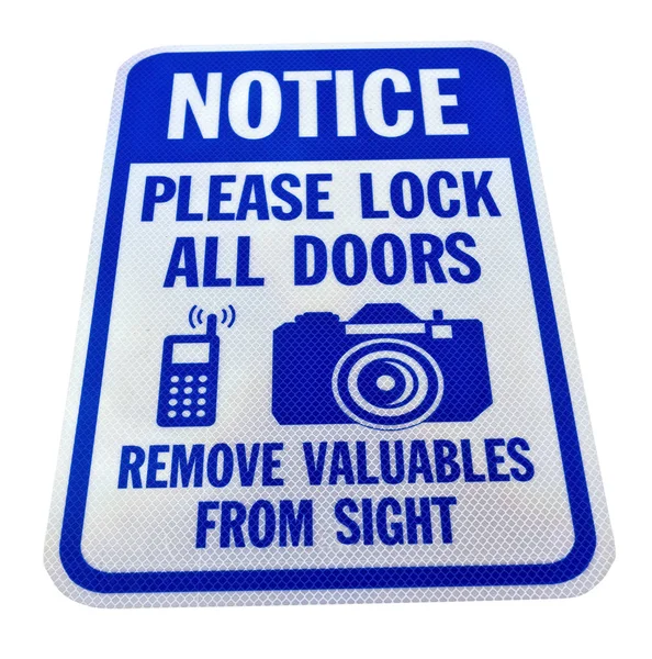 Vänligen låsa alla dörrar tecken — Stockfoto