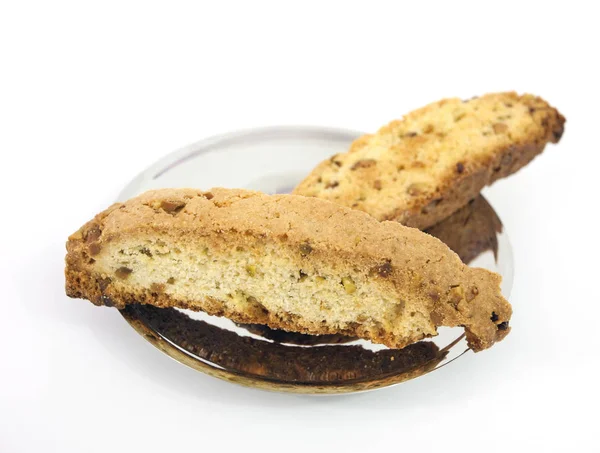 Almendra Biscotti en plato — Foto de Stock