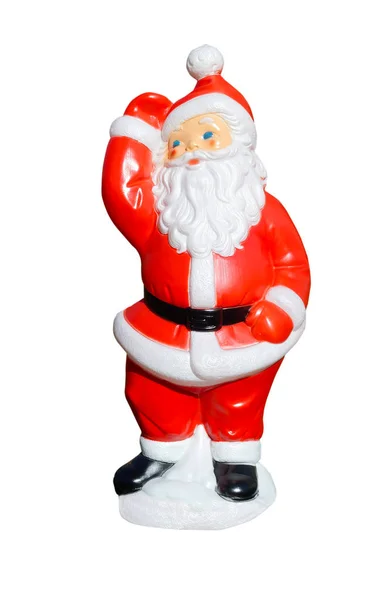 Display Santa Plastic Santa Claus Statue Isolated — Stock Photo, Image