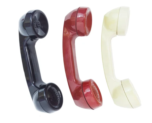 Телефони Три Старовинні Телефонні Гаманці Чорні Червоні Білі — стокове фото
