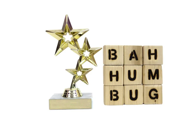 Bah Humbug Trzy Gwiazdkowe Nagrody Trofeum Sentymentu Kwaśne Winogrona Bah — Zdjęcie stockowe