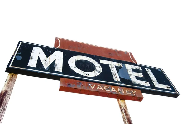 Sinal Motel Abandonado Assustador Isolado — Fotografia de Stock