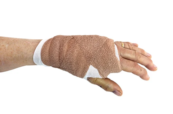 Obandażowaną Rękę Kobiece Leczenie Klinice Medycznej — Zdjęcie stockowe