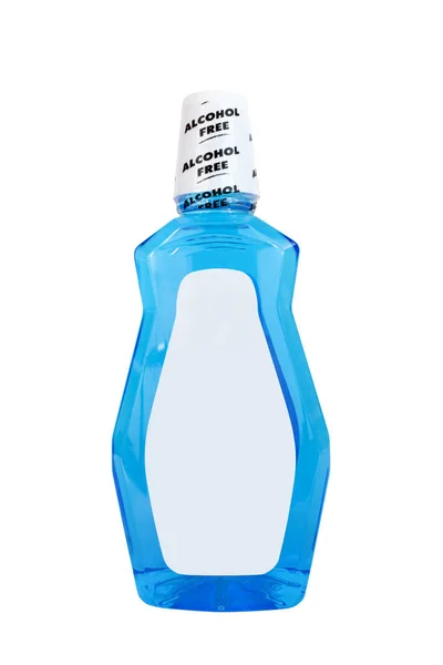 Vooraanzicht Van Niet Alcohol Fles Blauw Mint Mondwater Spoelen Lege — Stockfoto