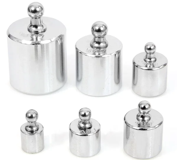 Steel Calibration Weights White Background — Stock Photo, Image