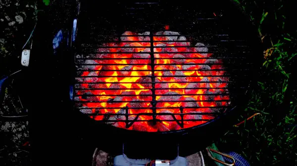 Close Fire Coal Barbecue — Stock Photo, Image