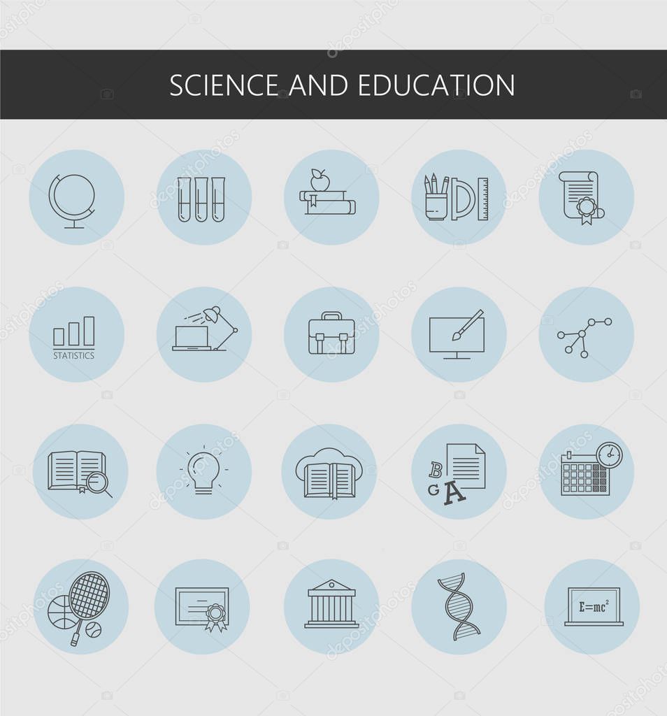 SET OF ICONS SCIENCE AND EDUCATION