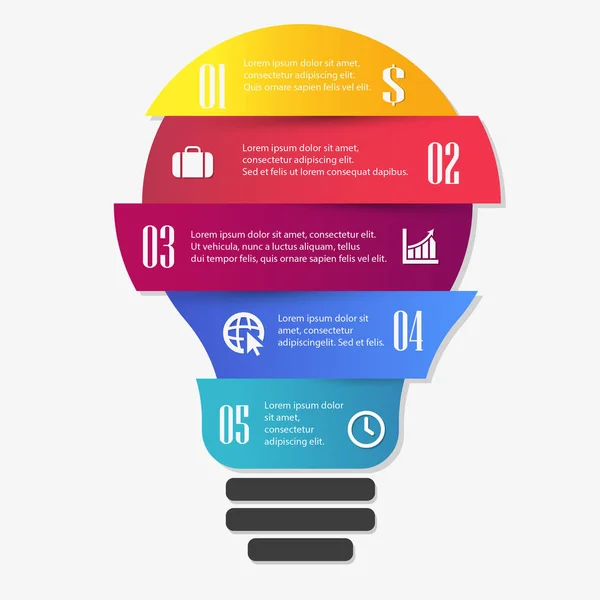 Διάνυσμα Infographics Λαμπτήρας Ιδέα Για Την Επιχείρηση — Διανυσματικό Αρχείο