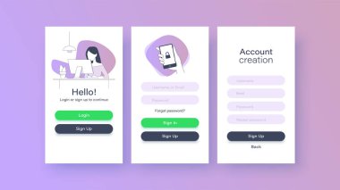 Mobil giriş ekranı ve site ve mobil uygulama için sayfa imzala